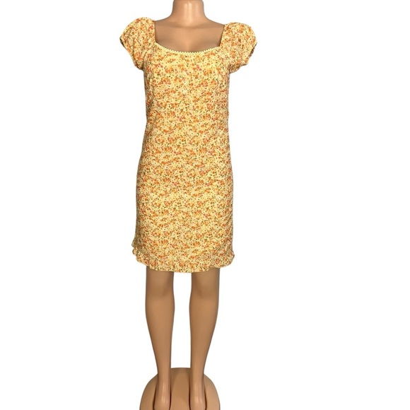 Byer Too Vintage Y2K Orange and Pink Embroidered Dainty Floral Mini Dress - Picture 1 of 13